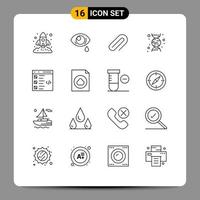 16 gebruiker koppel schets pak van modern tekens en symbolen van codering wetenschap verdrietig dna pin bewerkbare vector ontwerp elementen
