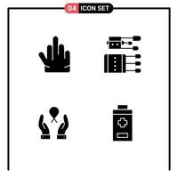 modern reeks van 4 solide glyphs pictogram van vingers borst kanker acupunctuur naalden vrouw bewerkbare vector ontwerp elementen