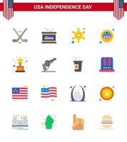 modern reeks van 16 flats en symbolen Aan Verenigde Staten van Amerika onafhankelijkheid dag zo net zo prijs vlag mannen insigne Amerikaans bewerkbare Verenigde Staten van Amerika dag vector ontwerp elementen