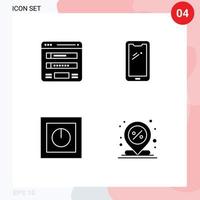 mobiel koppel solide glyph reeks van 4 pictogrammen van flowchart iphone sitemap slim telefoon elektronica bewerkbare vector ontwerp elementen