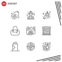 voorraad vector icoon pak van 9 lijn tekens en symbolen voor grafisch ontwerpen brand ontwerp zak bewerkbare vector ontwerp elementen