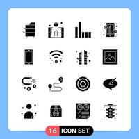 16 solide zwart icoon pak glyph symbolen voor mobiel apps geïsoleerd Aan wit achtergrond 16 pictogrammen reeks vector