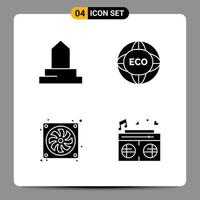 4 zwart icoon pak glyph symbolen tekens voor snel reagerend ontwerpen Aan wit achtergrond 4 pictogrammen reeks vector
