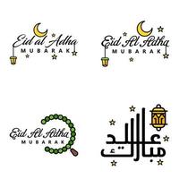 4 het beste eid mubarak zinnen gezegde citaat tekst of belettering decoratief fonts vector script en cursief handgeschreven typografie voor ontwerpen brochures banier flyers en t-shirts