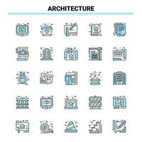 25 architectuur zwart en blauw icoon reeks creatief icoon ontwerp en logo sjabloon vector