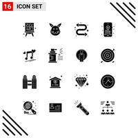 16 thematisch vector solide glyphs en bewerkbare symbolen van lied songteksten herhaling knooppunt hobby bewerkbare vector ontwerp elementen