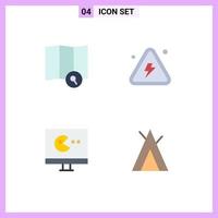 4 universeel vlak icoon tekens symbolen van onderzoeken toezicht houden op brandbaar zeer kamp bewerkbare vector ontwerp elementen