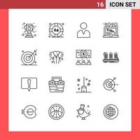 16 icoon pak lijn stijl schets symbolen Aan wit achtergrond gemakkelijk tekens voor algemeen ontwerpen vector
