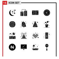16 algemeen pictogrammen voor website ontwerp afdrukken en mobiel apps 16 glyph symbolen tekens geïsoleerd Aan wit achtergrond 16 icoon pak vector