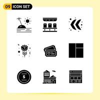 9 creatief pictogrammen voor modern website ontwerp en snel reagerend mobiel apps 9 glyph symbolen tekens Aan wit achtergrond 9 icoon pak vector