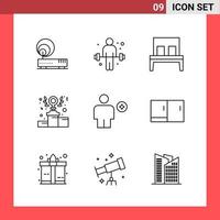 9 icoon pak lijn stijl schets symbolen Aan wit achtergrond gemakkelijk tekens voor algemeen ontwerpen vector
