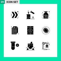 universeel icoon symbolen groep van 9 modern solide glyphs van spion Vermelding zorg medisch zorg bewerkbare vector ontwerp elementen