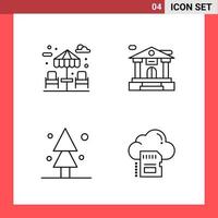 4 icoon pak lijn stijl schets symbolen Aan wit achtergrond gemakkelijk tekens voor algemeen ontwerpen vector
