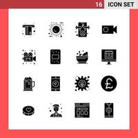 16 icoon pak solide stijl glyph symbolen Aan wit achtergrond gemakkelijk tekens voor algemeen ontwerpen vector