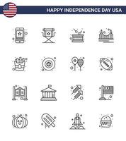 modern reeks van 16 lijnen en symbolen Aan Verenigde Staten van Amerika onafhankelijkheid dag zo net zo gouden brug ster onafhankelijkheid vakantie bewerkbare Verenigde Staten van Amerika dag vector ontwerp elementen