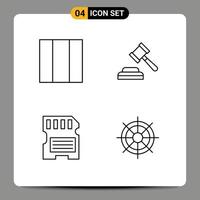 reeks van 4 modern ui pictogrammen symbolen tekens voor rooster boot rechter hardware schip wiel bewerkbare vector ontwerp elementen