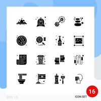 16 thematisch vector solide glyphs en bewerkbare symbolen van steen spa mode rots industrieel bewerkbare vector ontwerp elementen