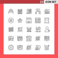 25 icoon pak lijn stijl schets symbolen Aan wit achtergrond gemakkelijk tekens voor algemeen ontwerpen vector