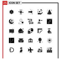 25 algemeen pictogrammen voor website ontwerp afdrukken en mobiel apps 25 glyph symbolen tekens geïsoleerd Aan wit achtergrond 25 icoon pak vector