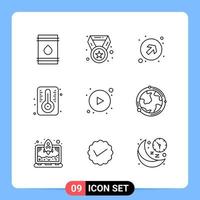 9 lijn zwart icoon pak schets symbolen voor mobiel apps geïsoleerd Aan wit achtergrond 9 pictogrammen reeks vector