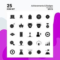 25 prestaties badges icoon reeks 100 bewerkbare eps 10 bestanden bedrijf logo concept ideeën solide glyph icoon ontwerp vector