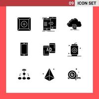universeel icoon symbolen groep van 9 modern solide glyphs van iphone mobiel wolk slim telefoon downloaden bewerkbare vector ontwerp elementen