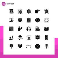 groep van 25 solide glyphs tekens en symbolen voor eco wijsvinger hobby's vinger voedsel bewerkbare vector ontwerp elementen