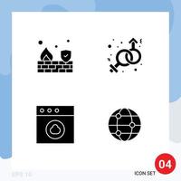 4 creatief pictogrammen modern tekens en symbolen van brand wolk muur mannetje wereldbol bewerkbare vector ontwerp elementen