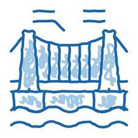 suspensie brug in water tekening icoon hand- getrokken illustratie vector