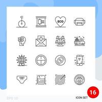 16 schets concept voor websites mobiel en apps gebruiker uitpakken eco doos zak bewerkbare vector ontwerp elementen