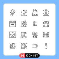 16 universeel schets tekens symbolen van het formulier schrijfbehoeften chemisch postzegel test bewerkbare vector ontwerp elementen
