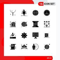 reeks van 16 modern ui pictogrammen symbolen tekens voor koppel eenvoudig verwerken toepassing wereldbol bewerkbare vector ontwerp elementen