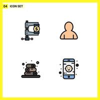 4 gevulde lijn vlak kleur concept voor websites mobiel en apps bedrijf handdoeken markt avatar baby bewerkbare vector ontwerp elementen