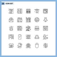 universeel icoon symbolen groep van 25 modern lijnen van webinar e muziek- aan het leren direct bewerkbare vector ontwerp elementen