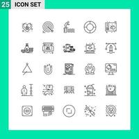 25 lijn concept voor websites mobiel en apps liefde diagram doelen tabel zwembad bewerkbare vector ontwerp elementen
