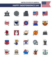 25 creatief Verenigde Staten van Amerika pictogrammen modern onafhankelijkheid tekens en 4e juli symbolen van Amerikaans Frankfurter gebouw voedsel vlag bewerkbare Verenigde Staten van Amerika dag vector ontwerp elementen