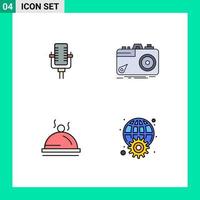 reeks van 4 modern ui pictogrammen symbolen tekens voor microfoon hotel lied vastleggen pallater bewerkbare vector ontwerp elementen