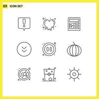 9 creatief pictogrammen modern tekens en symbolen van pompoen pauze ui multimedia downloaden bewerkbare vector ontwerp elementen