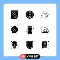 universeel icoon symbolen groep van 9 modern solide glyphs van mobiel app liefde opslaan groen bewerkbare vector ontwerp elementen