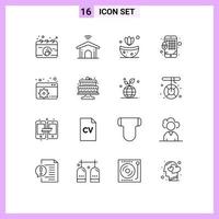 reeks van 16 modern ui pictogrammen symbolen tekens voor gebakken dashboard bad configure slot bewerkbare vector ontwerp elementen