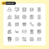 voorraad vector icoon pak van 25 lijn tekens en symbolen voor strategie document aktentas zakelijke voedsel bewerkbare vector ontwerp elementen
