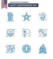 9 Verenigde Staten van Amerika blauw tekens onafhankelijkheid dag viering symbolen van bescherming hoofd barbecue Verenigde Staten van Amerika schild bewerkbare Verenigde Staten van Amerika dag vector ontwerp elementen