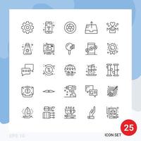 universeel icoon symbolen groep van 25 modern lijnen van opschrift mam film sturen postbus bewerkbare vector ontwerp elementen