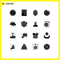 solide glyph pak van 16 universeel symbolen van wolk voedsel rollen donut hart bewerkbare vector ontwerp elementen