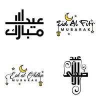 mooi verzameling van 4 Arabisch schoonschrift geschriften gebruikt in Gefeliciteerd groet kaarten Aan de gelegenheid van Islamitisch vakantie zo net zo religieus vakantie eid mubarak gelukkig eid vector