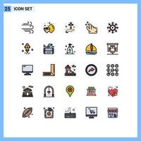 25 gevulde lijn vlak kleur concept voor websites mobiel en apps video zoom hand- knijpen gebaar bewerkbare vector ontwerp elementen