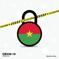 Burkina faso slot naar beneden slot coronavirus pandemisch bewustzijn sjabloon covid19 slot naar beneden ontwerp vector