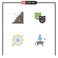 universeel icoon symbolen groep van 4 modern vlak pictogrammen van verdieping strategie masker verf hobby's bewerkbare vector ontwerp elementen