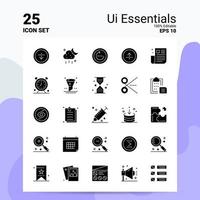 25 ui essentials icoon reeks 100 bewerkbare eps 10 bestanden bedrijf logo concept ideeën solide glyph icoon ontwerp vector