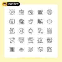 universeel icoon symbolen groep van 25 modern lijnen van ontwerp min onderwijs media contant geld bewerkbare vector ontwerp elementen